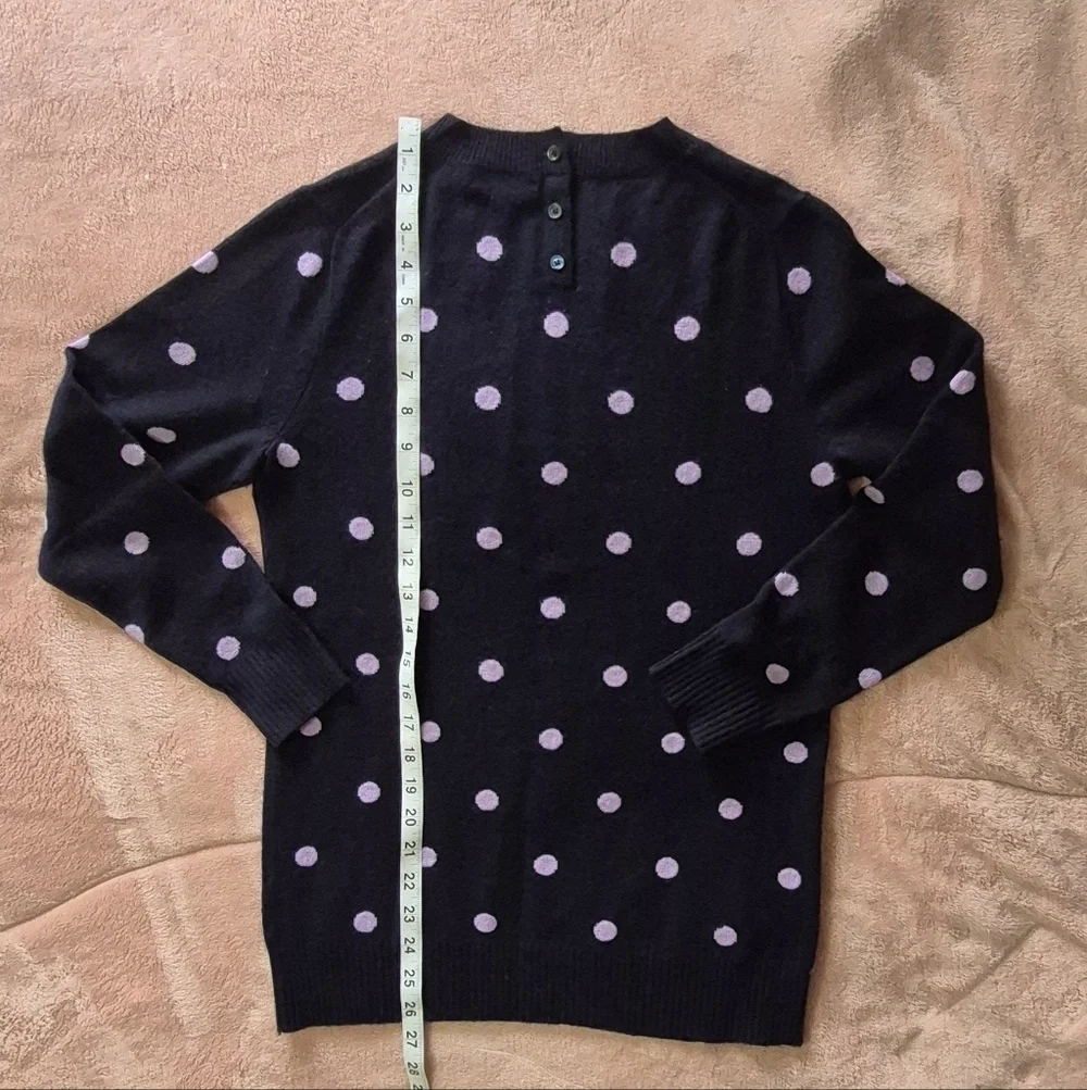 J. Crew Women Black and Purple Polka Dot Sweater